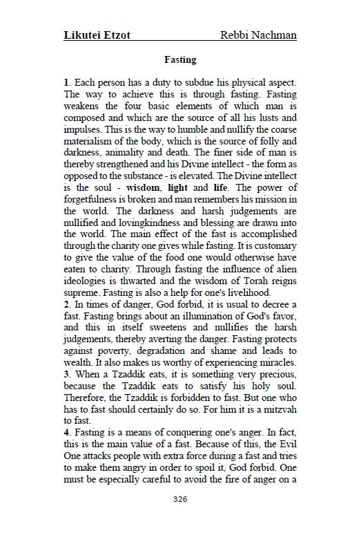 Safer Likutei Etzot - Rabbi Nachman of Breslav: Collections of advices