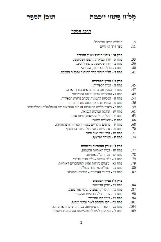 קל"ח פתחי חכמה - כללים והקדמות לקבלת האר"י מרבינו הרמח"ל