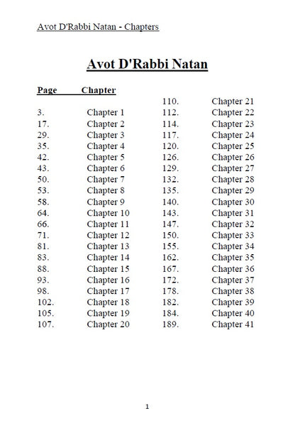 Masekhet Avot D'Rabbi Natan - Chapters of the Fathers