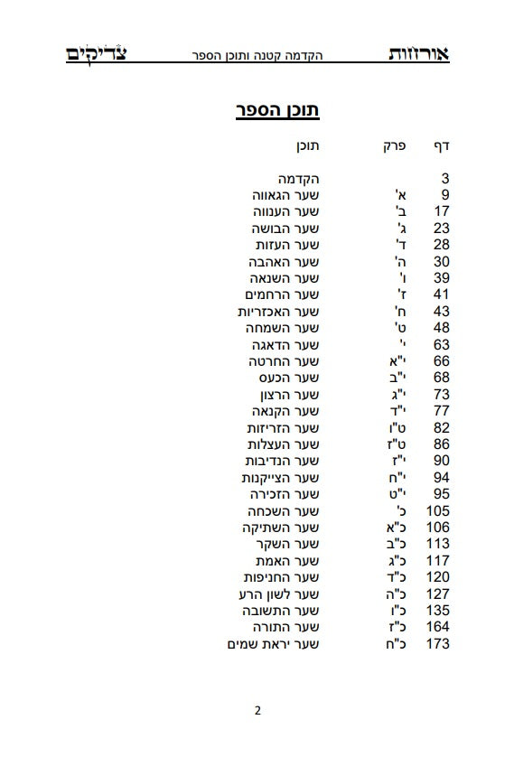 ספר אורחות צדיקים - מוסר והעבודה על תיקון המידות