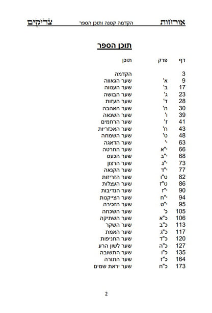 ספר אורחות צדיקים - מוסר והעבודה על תיקון המידות