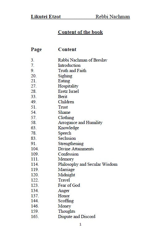 Safer Likutei Etzot - Rabbi Nachman of Breslav: Collections of advices