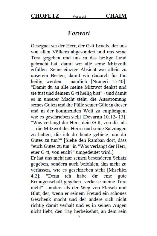 Buch CHOFETZ CHAIM auf Deutsch [German Edition Hardcover]