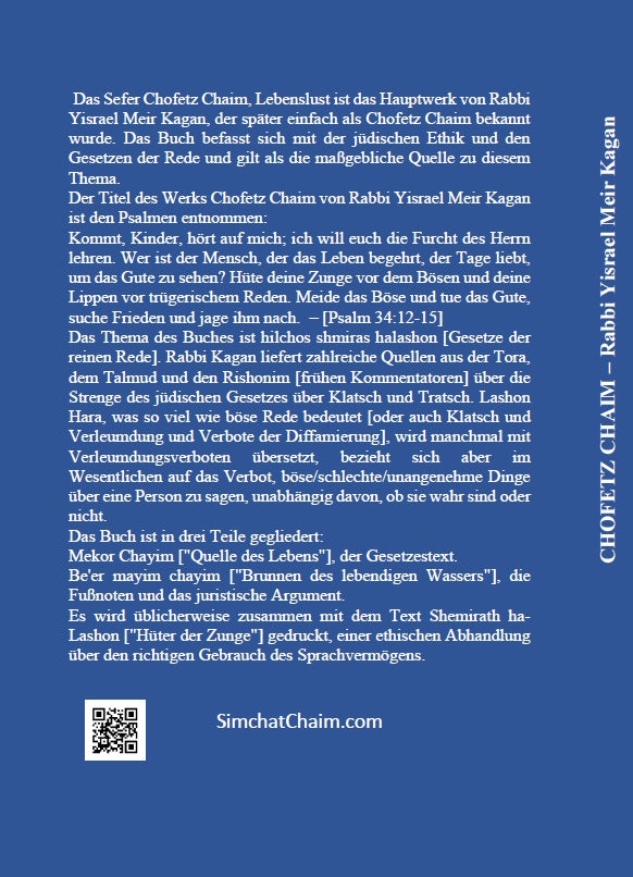 Buch CHOFETZ CHAIM auf Deutsch [German Edition Hardcover]