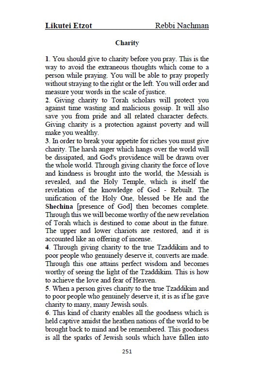 Safer Likutei Etzot - Rabbi Nachman of Breslav: Collections of advices