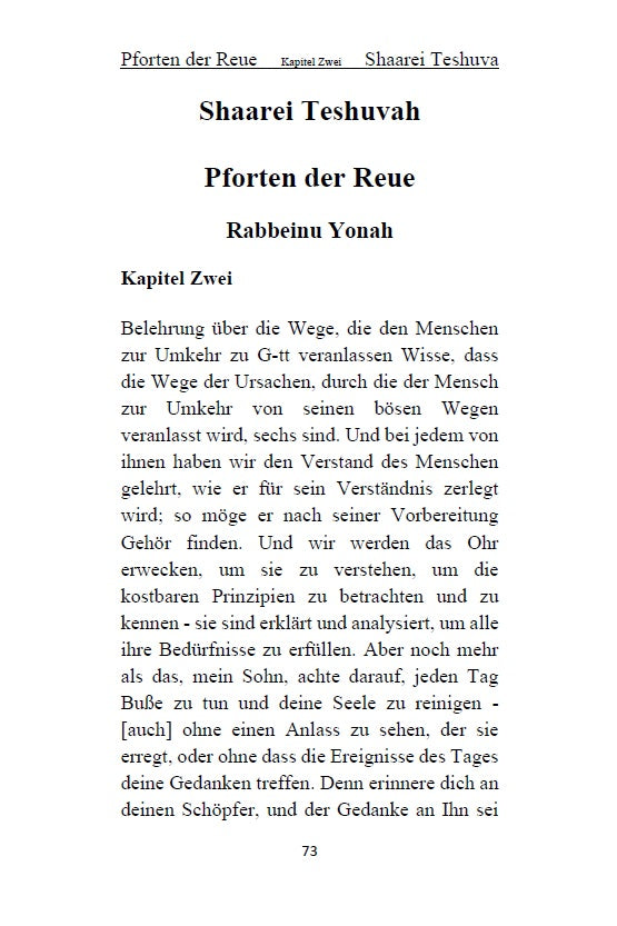 Shaarei Teshuvah - Rabbeinu Yonah: Pforten der Reue [German Edition Hardcover]