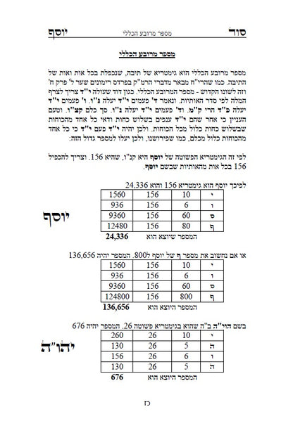 סוד יוסף - ביאור לדרכי הגימטריאות בתורתנו הקדושה לרבינו יוסף חיים מבגדד Ben Ish Ḥai