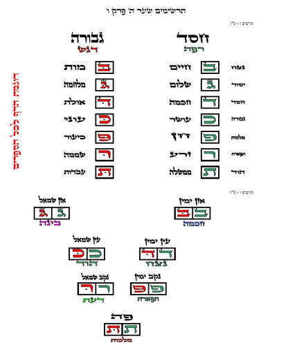 עץ חיים שער הנקודות שער ח' פרק ו': הגהות, ביאורים, הסברים תרשימים, טבלאות וציורים בצבע – שמחת חיים