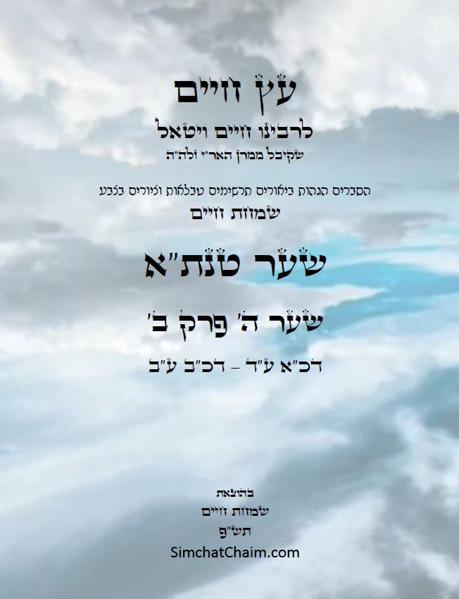 עץ חיים שער טנת"א שער ה' פרק ב': הגהות, ביאורים, הסברים תרשימים, טבלאות וציורים בצבע – שמחת חיים