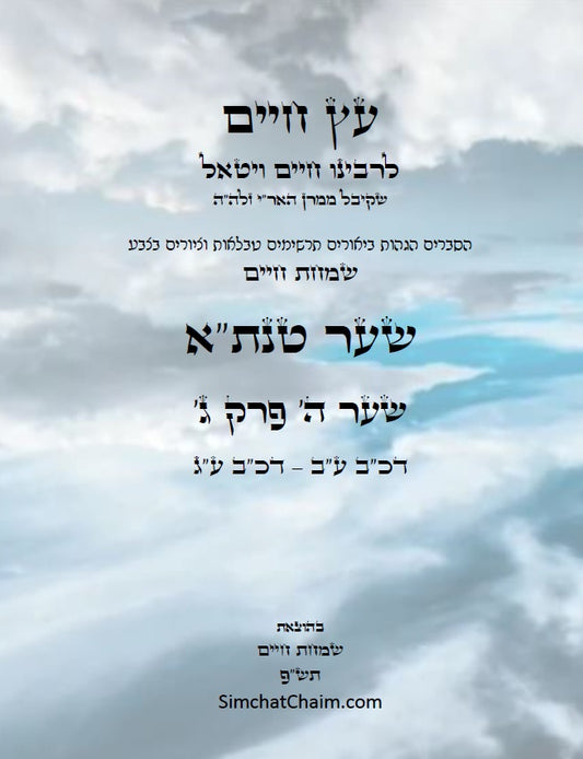 עץ חיים שער טנת"א שער ה' פרק ג': הגהות, ביאורים, הסברים תרשימים, טבלאות וציורים בצבע – שמחת חיים