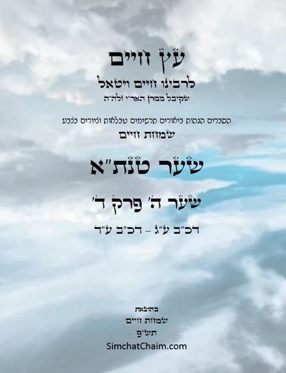 עץ חיים שער טנת"א שער ה' פרק ד': הגהות, ביאורים, הסברים תרשימים, טבלאות וציורים בצבע – שמחת חיים