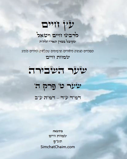 עץ חיים שער השבירה שער ט' פרק ה': הגהות, ביאורים, הסברים תרשימים, טבלאות וציורים בצבע – שמחת חיים