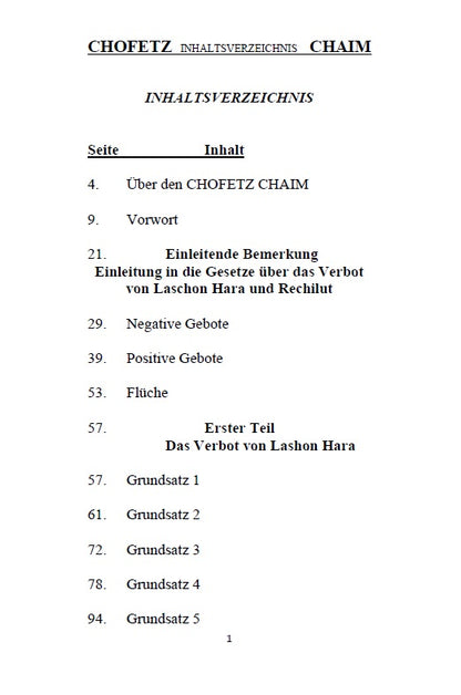 Buch CHOFETZ CHAIM auf Deutsch [German Edition Hardcover]