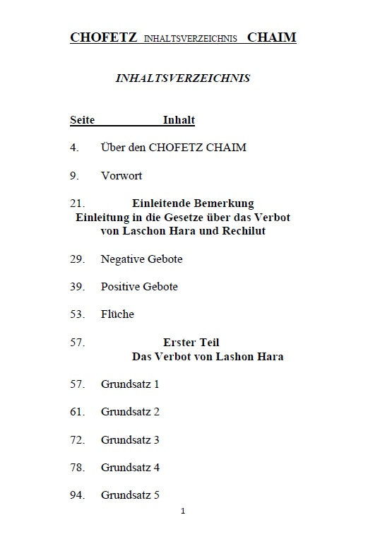 Buch CHOFETZ CHAIM auf Deutsch [German Edition]
