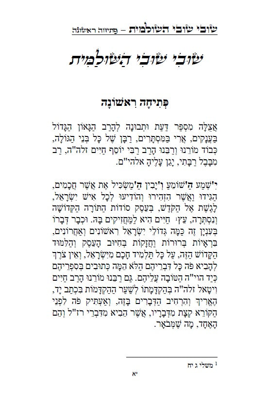 שובי שובי השולמית - הקדמות בתורת הקבלה סוד הא"ס לרבינו יוסף חיים הבן איש חי