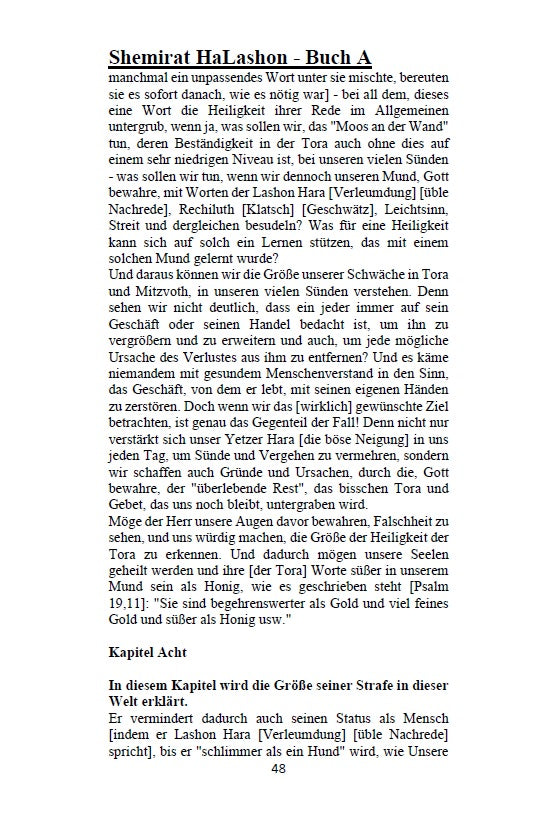 Buch Shemirat HaLashon - CHOFETZ CHAIM: Das Hüten der Zunge [German Edition]