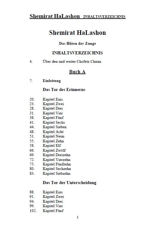 Buch Shemirat HaLashon - CHOFETZ CHAIM: Das Hüten der Zunge [German Edition Hardcover]