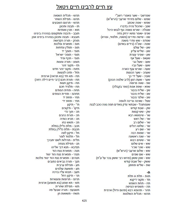 עץ חיים השלם - לרבינו חיים ויטאל שקיבל ממרן האר"י זלה"ה  ETZ CHIME - Full Version AR"I Z"L