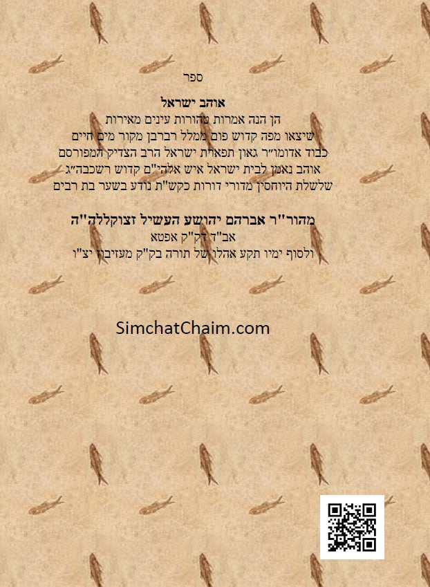 ספר אוהב ישראל - ביאורים בתורת החסידות והקבלה על פרשיות השבוע