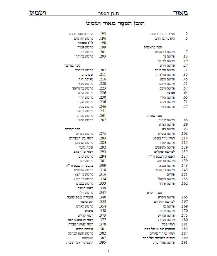 מאור ושמש השלם - ביאורים ופירושים נפלאים על התורה והחגים על דרך הקבלה החסידות