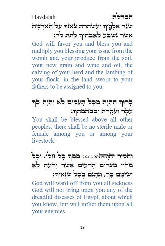 Order of Havdalah - Rabbi Yosef Chaim Hebrew with English Translation סדר הבדלה - לרבנו יוסף חיים מבגדד [Hardback]