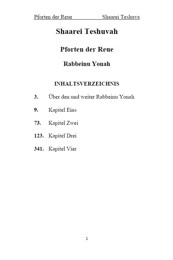 Shaarei Teshuvah - Rabbeinu Yonah: Pforten der Reue [German Edition]