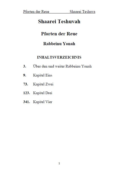 Shaarei Teshuvah - Rabbeinu Yonah: Pforten der Reue [German Edition Hardcover]