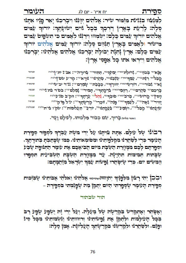 סדר ספירת העומר - עם כוונות פשוטות בצבע כתב סתם