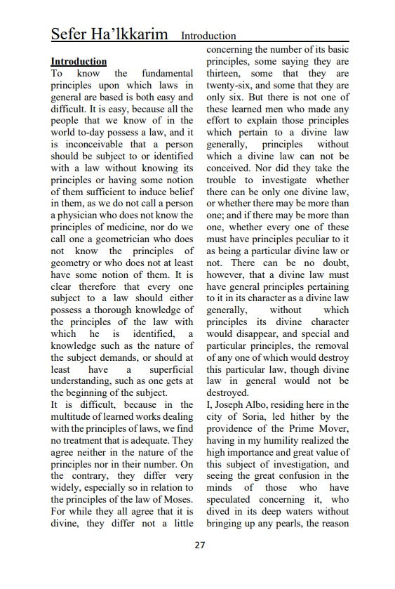 The Book Of Principles - Jewish Philosophy