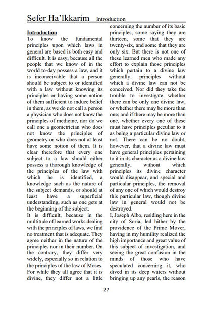 The Book Of Principles - Jewish Philosophy