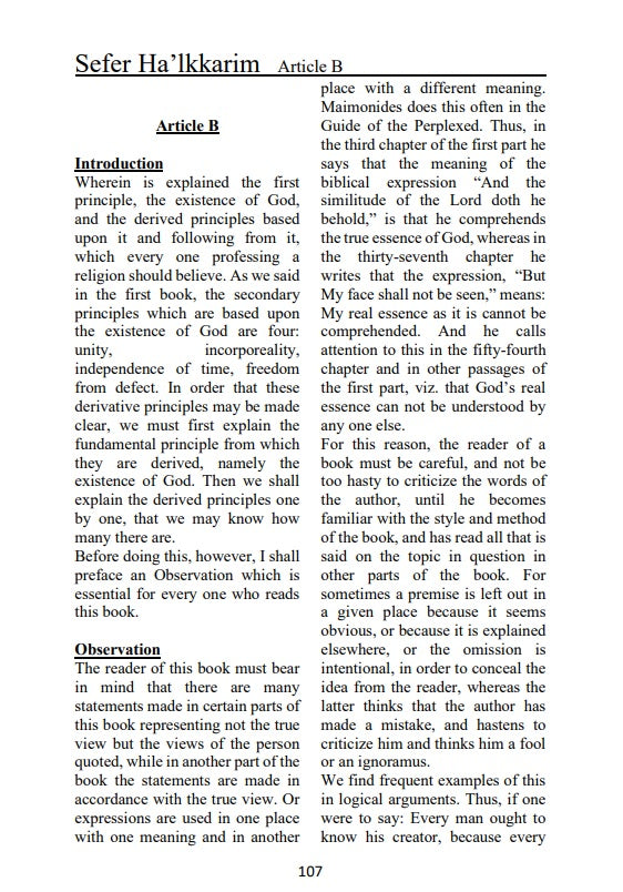 The Book Of Principles - Jewish Philosophy