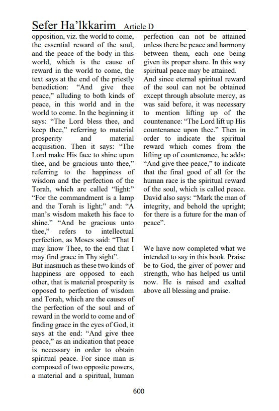 The Book Of Principles - Jewish Philosophy