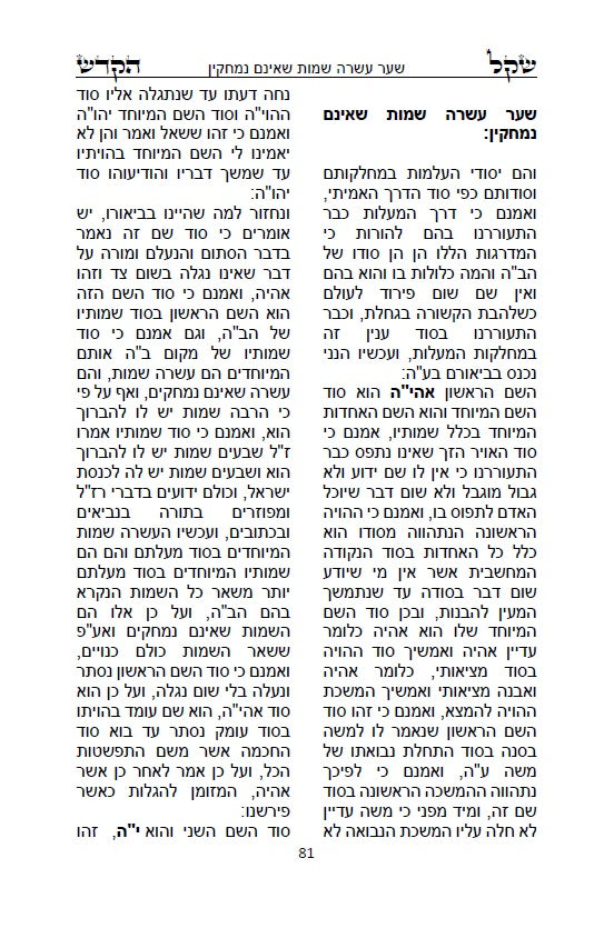 ספר שקל קדש - רבי משה די ליאון