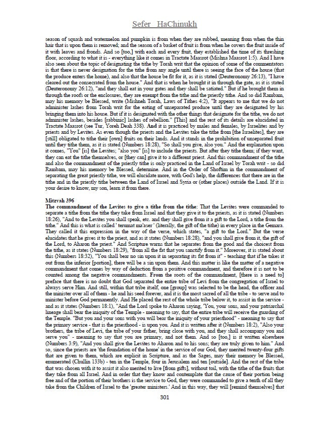 Sefer HaChinukh - On 613 Mitzvahs of the Torah (Hardcover)