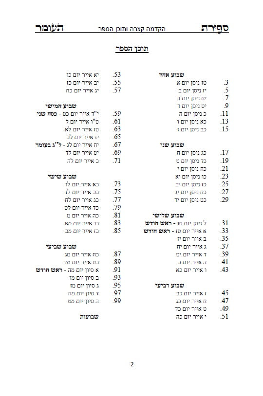 סדר ספירת העומר - נוסח ספרד ופולין מנוקד כתב סת"ם