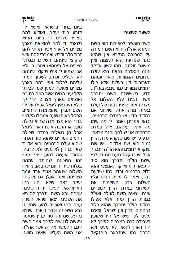 ספר שערי צדק - סוד עשר בספירות - Sefer Shaarei Tzedek