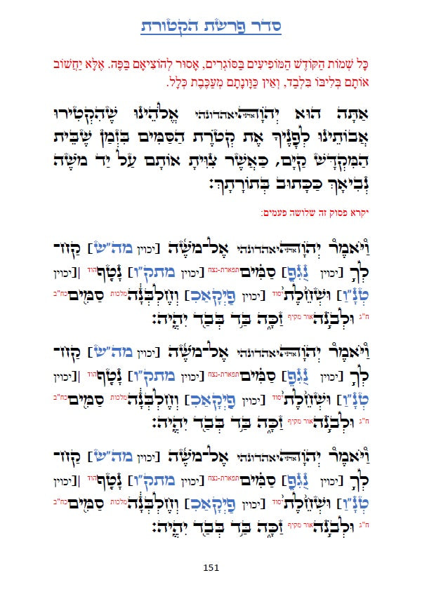 ספר תהלים - עם סדר פרשת הקטורת על פי הזוהר הקדוש והאר"י ז"ל