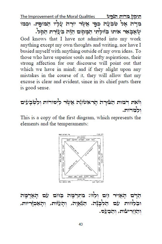 The Improvement of the Moral Qualities Jewish Philosophy - Hebrew With English