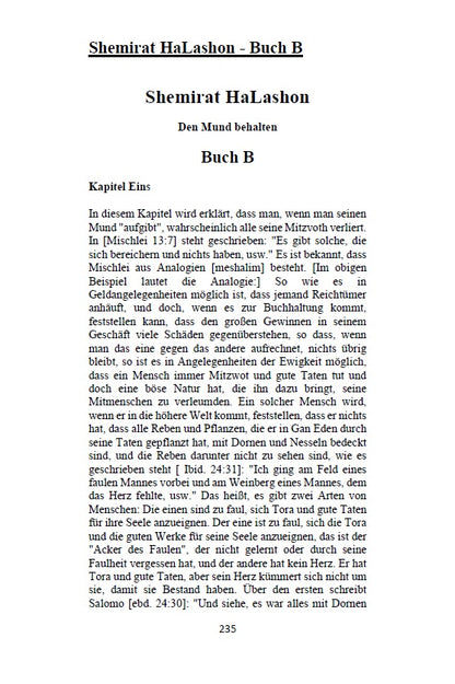 Buch Shemirat HaLashon - CHOFETZ CHAIM: Das Hüten der Zunge [German Edition Hardcover]